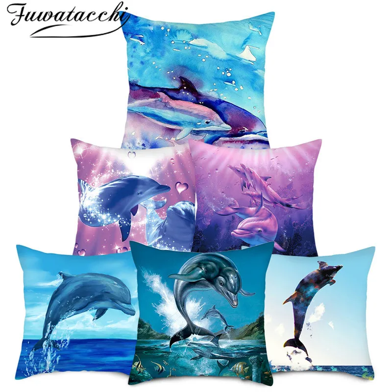 Декоративная наволочка в виде дельфина 45x45 см|Наволочка| |