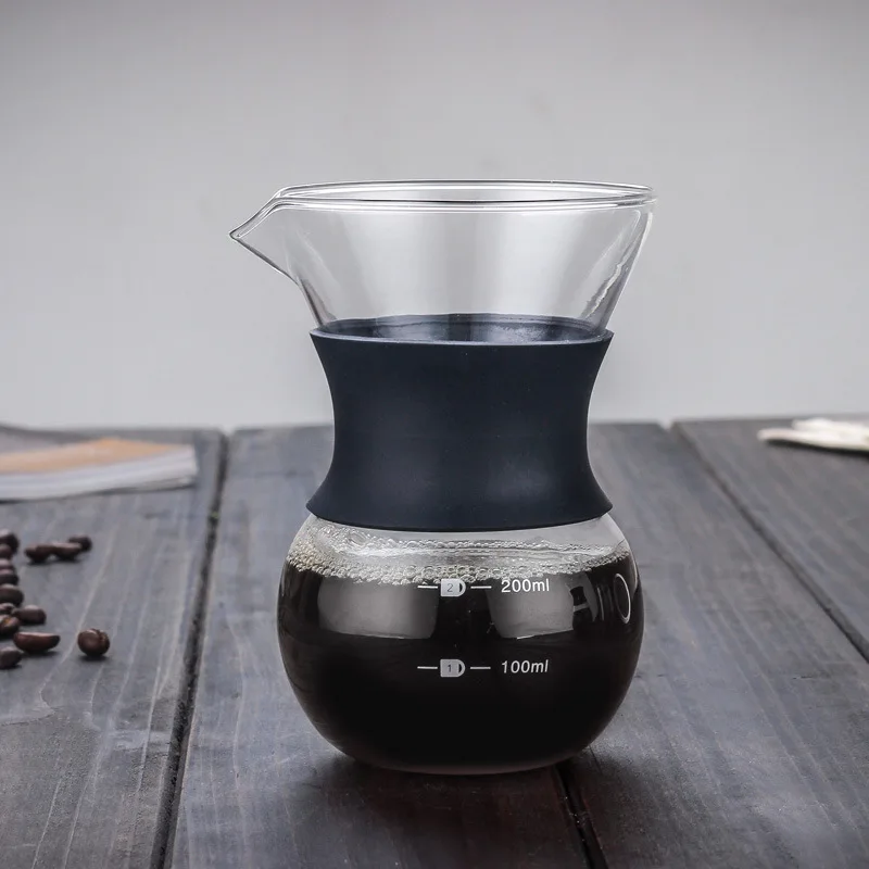 Reusable Glass Coffee Pot Manual Maker Stainless Steel Filter Durable Drip Coffeeware 200/400ml | Дом и сад