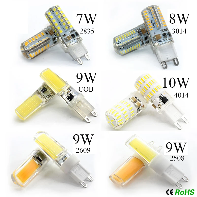 G9 COB bombilla светодиодный светильник 9 Вт G4 DC12V 220 В SMD 3014 4014 для силиконовых кристаллов