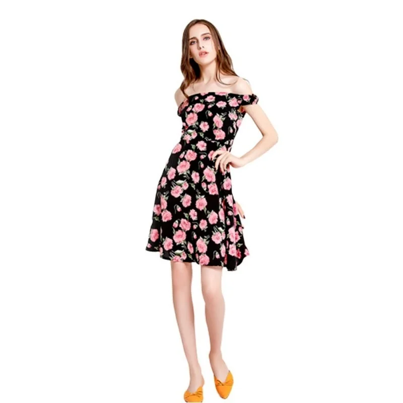 

The New Women's One-shoulder Dress for Summer 2021 Prints A Sleeveless Midi Skirt Casual Skirt