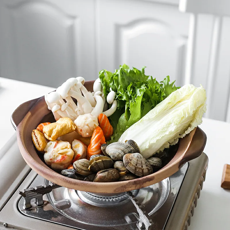 Китайская керамическая кастрюля для супа с крышкой винтажная глиняная миска