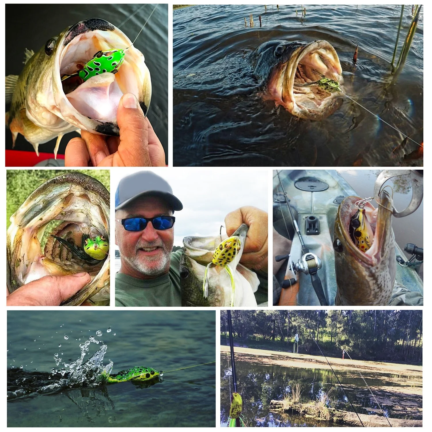 

Sougayilang 3Pcs Frog Fishing Lure Crankbait Topwater Fishing Bait Sharp Hooks Simulation for Bass Saltwater Freshwater Fishing