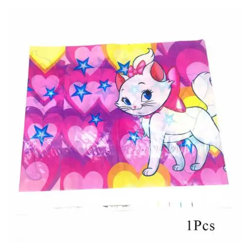 Table cloth 1pcs Зонт кошка Мэри одноразовая посуда мультфильм розовый Кот аристократы тема вечерние день рождения, детский душ чашки пластины украшения - Цвет: Table cloth 1pcs