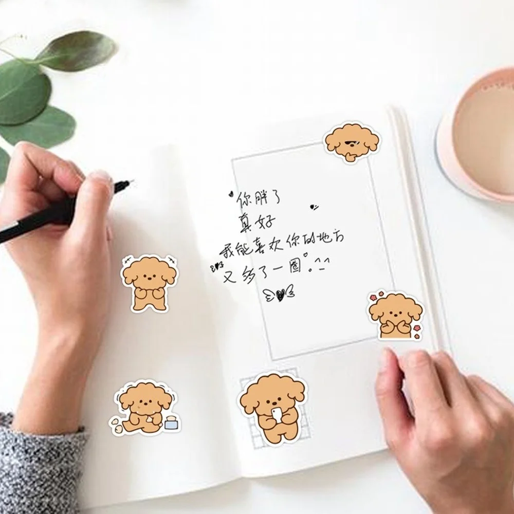 

40Pcs Cartoons Poodle Teddy Puppy Stickers Diary Handmade Adhesive Paper Flake Sticker Scrapbooking Pegatinas Stationery Sticker