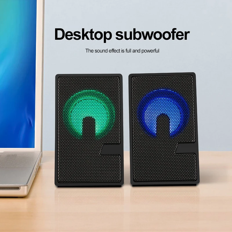 

Computer Speakers For PC Desktop Computer Laptop With Subwoofer LED Colorful Lighting Home Theater System USB Wired SoundBar