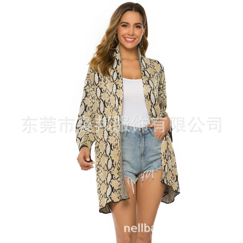 

Spring Autumn New Sweater Women's Top Cardigan Knitted Medium Length Cardigan