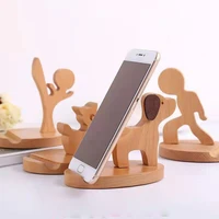 Holder for phone mobile phone bracket wooden cartoon dog fawn mobile phone holder solid wood pony desktop mobile phone holder