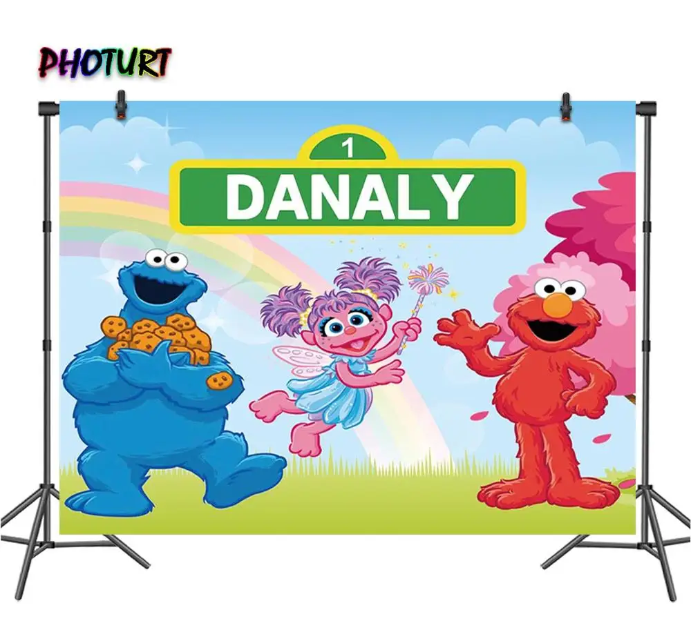 Фотофон Улица Сезам Красный Elmo фотография фон для дня рождения Синий печенье