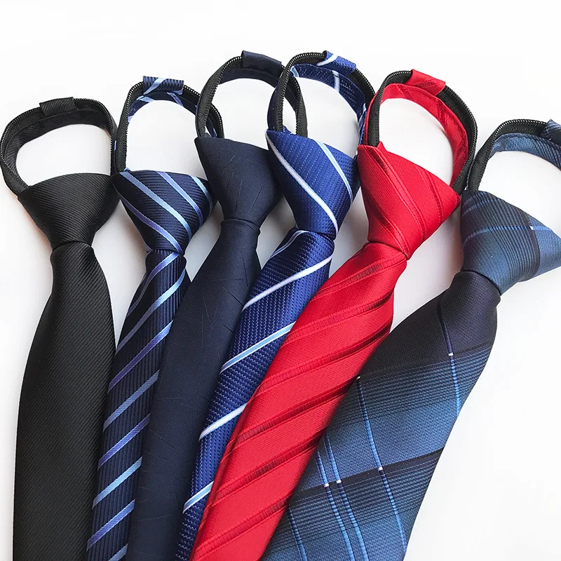 

Men Zipper Jacquard Striped Plaid Work Team Group Narrow Lazy Necktie Formal Wedding Business Party Arrow Skinny Neck Tie Cravat