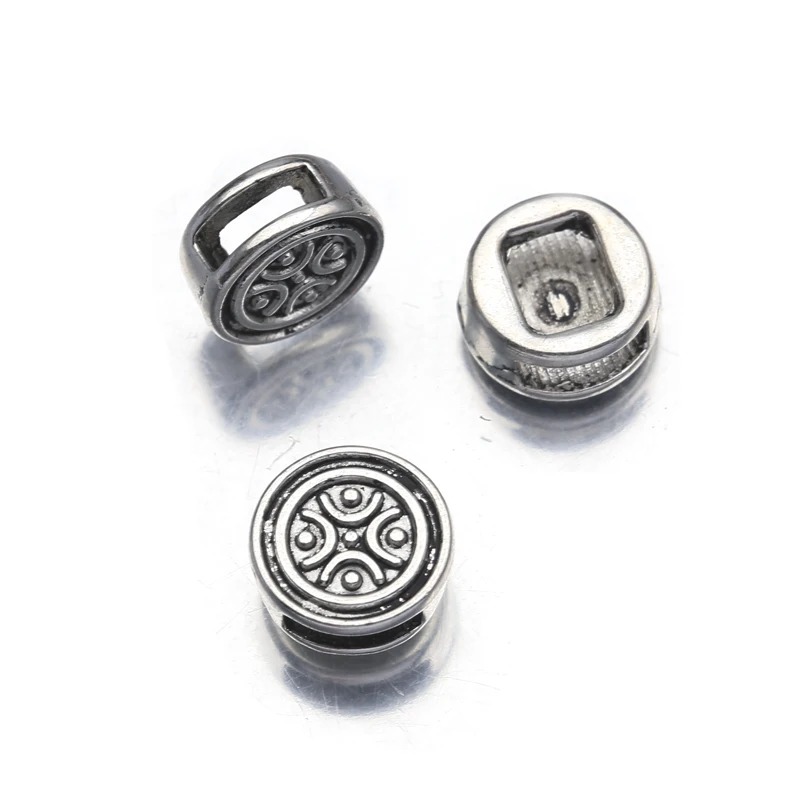 Круглые бусины-разделители из тибетского серебра 20 шт./лот для плоского кожаного