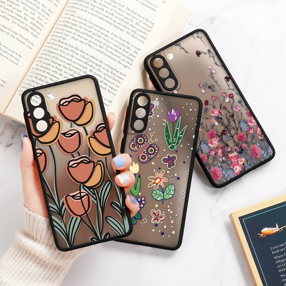 

Phone Cases For Oneplus 9 Case Flower Hard PC Cover For Oneplus 8T 8 9 Pro 7 6T Lens Protection Shockproof Flower Painted Funda