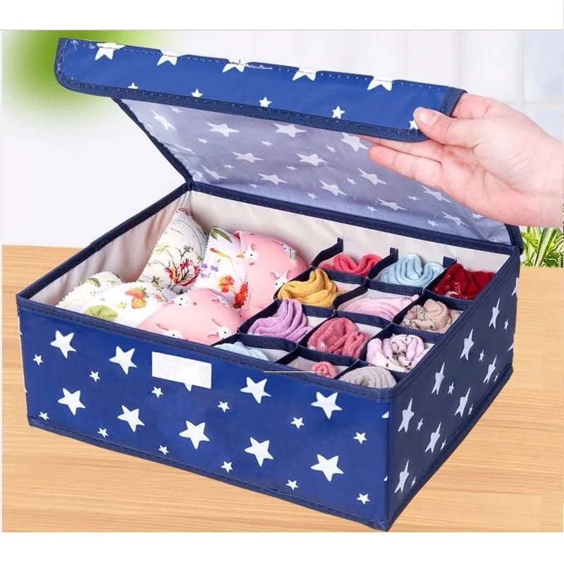 

Underwear Storage Bag Divider Drawer Lidded Closet Organizer Save Space Foldable 13 Grids Storage Box Socks Wardrobe Organizer