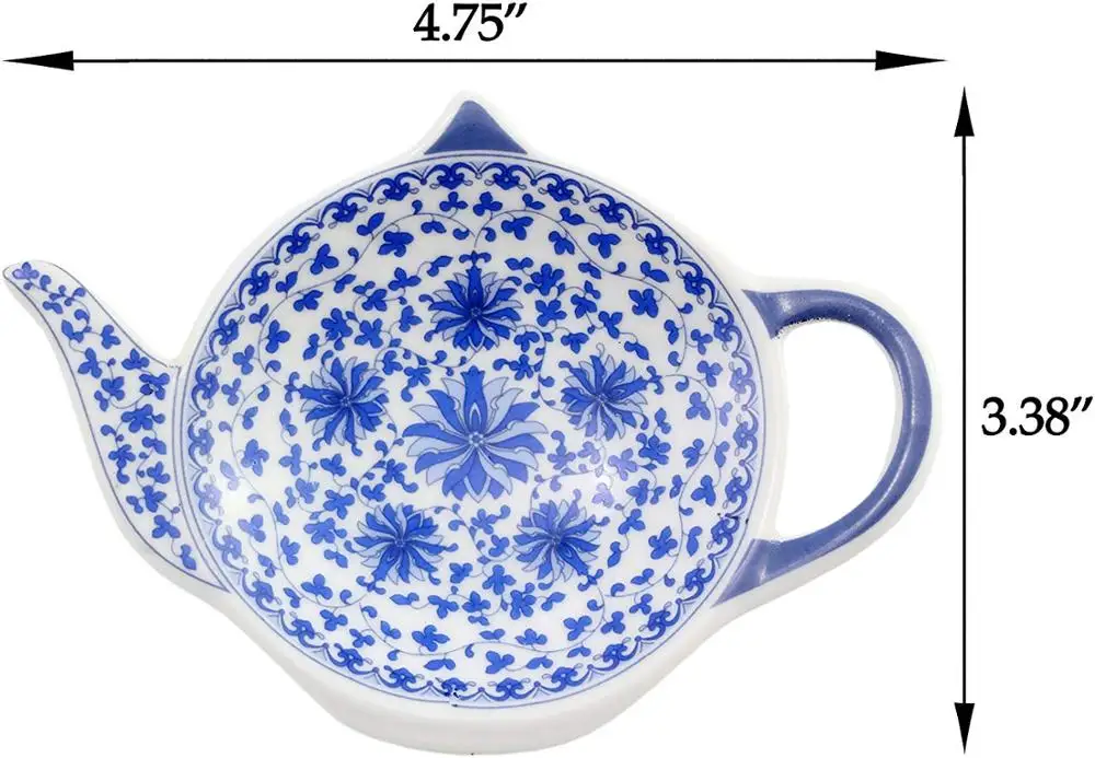 Керамическая фотография с синим рисунком и в форме чайника блюдо для чайного