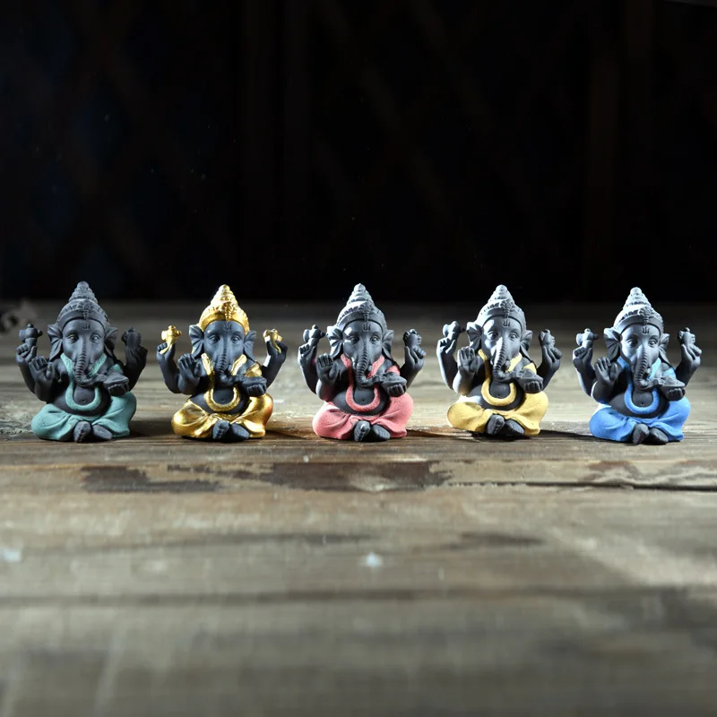 Чайный домик слон статуэтки украшения настольные керамические поделки талисман