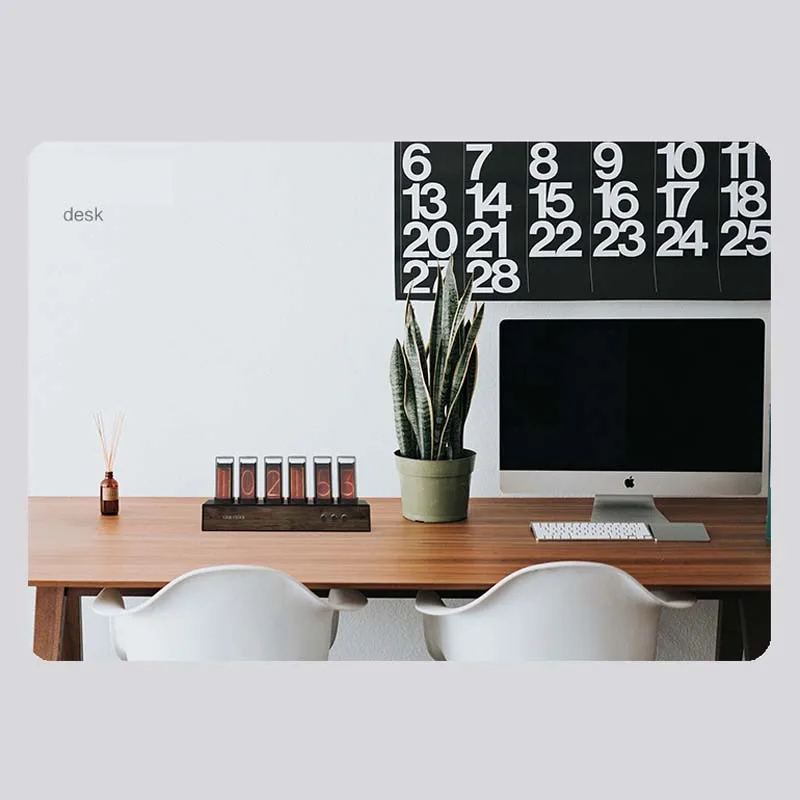 Орех 6 бит RGB светодиодный свечение цифровые часы Nixie трубки электронные