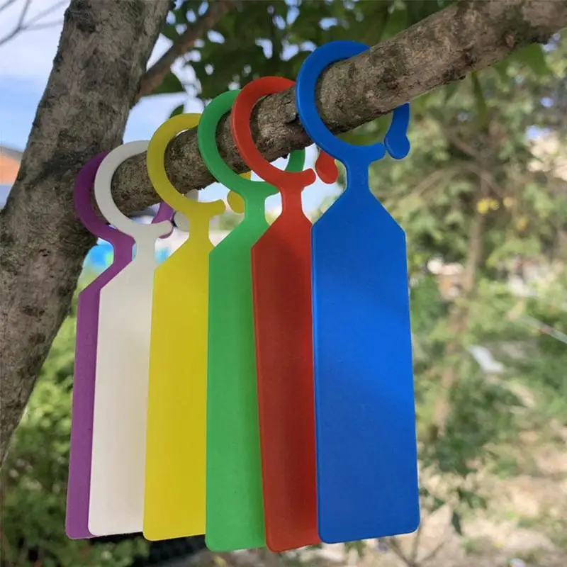 

Muciakie 50Pcs Ring Plastic Hanging Labels Garden Plant Pot Markers Reusable Waterproof Thick Hook Tree Tags Decoration Tool