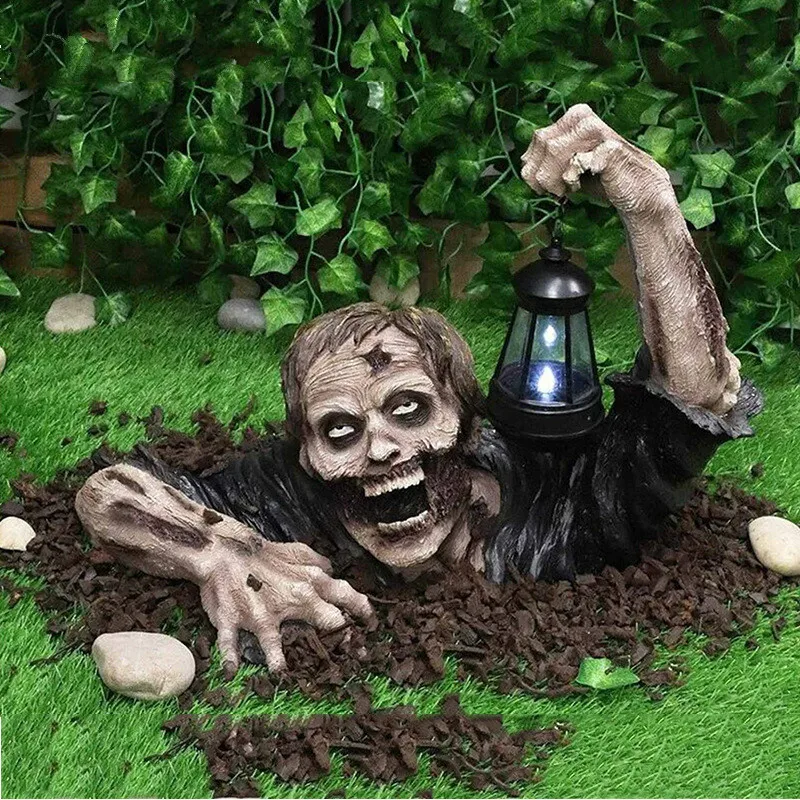 

2023 Creative Halloween Decoration Zombie Terror Scary Horror Decor Light Lantern Statue For Home Outdoor Garden Outside Yard