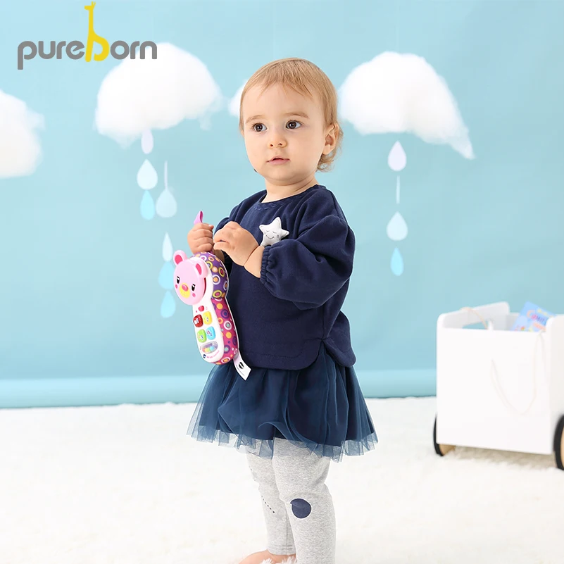 Платье для новорожденных девочек Pureborn хлопковое шифоновое платье с длинным