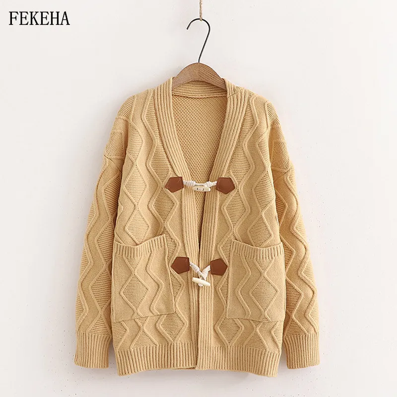 

Женский трикотажный кардиган, Свободный джемпер с длинным рукавом, для осени