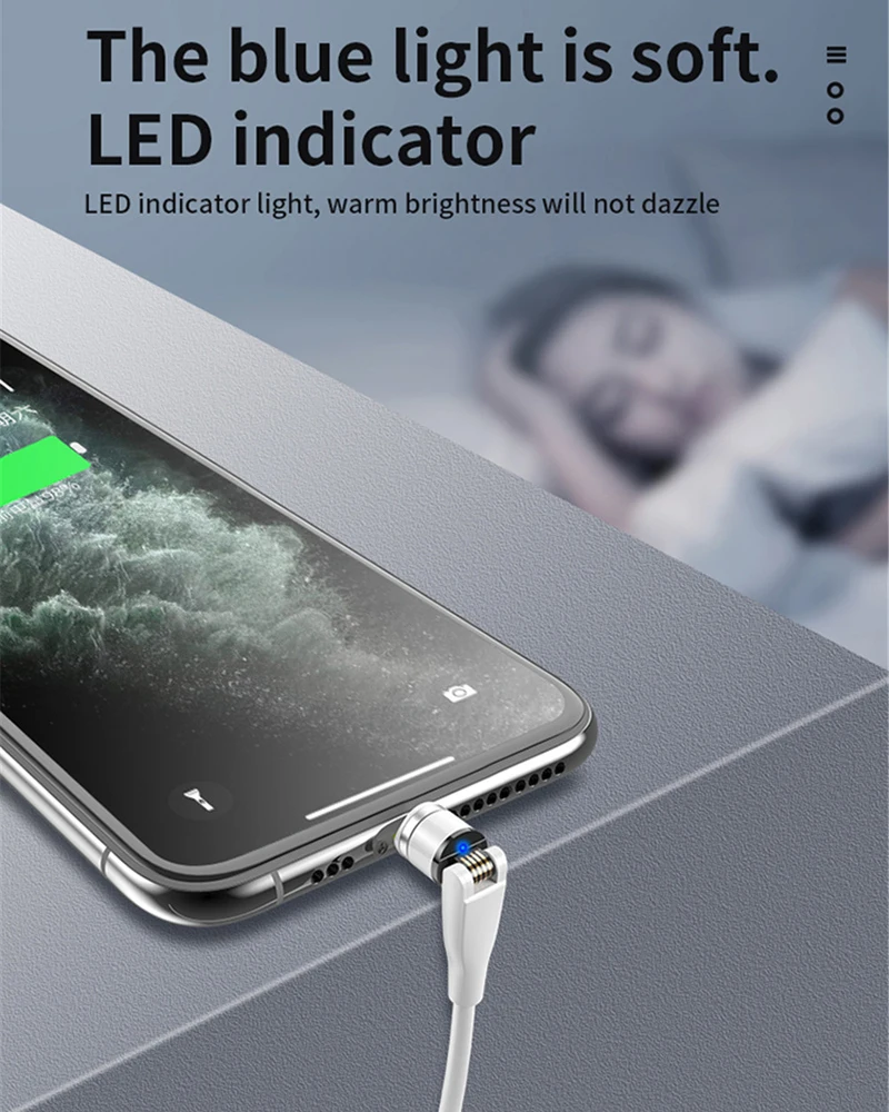 Магнитный кабель с поворотом на 540 градусов 3A Micro USB Type-C магнитное зарядное