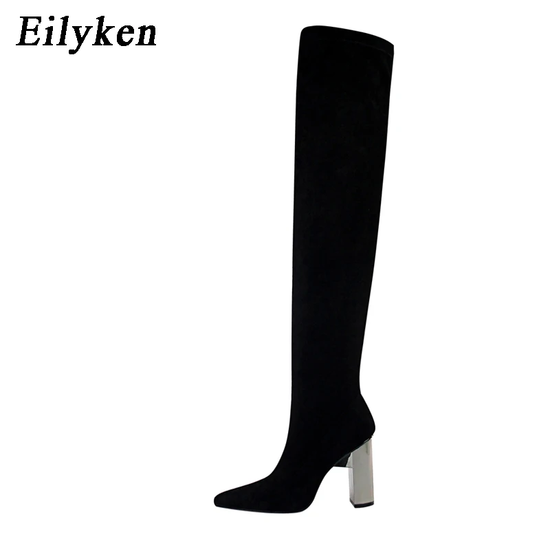 Eilyken/2021 г. зимние теплые модные Стрейчевые высокие сапоги до бедра женские