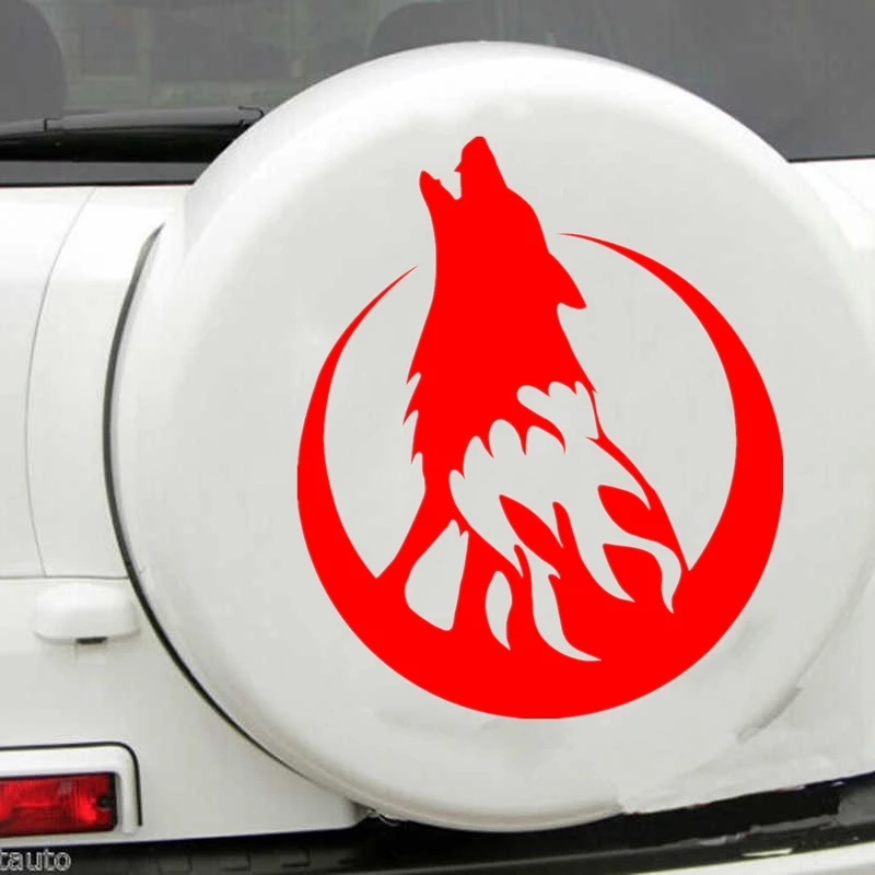 

Car Stickers Decor Motorcycle Decals Wolf Howls At The Moon Decorative Accessories Creative Sunscreen Waterproof PVC.