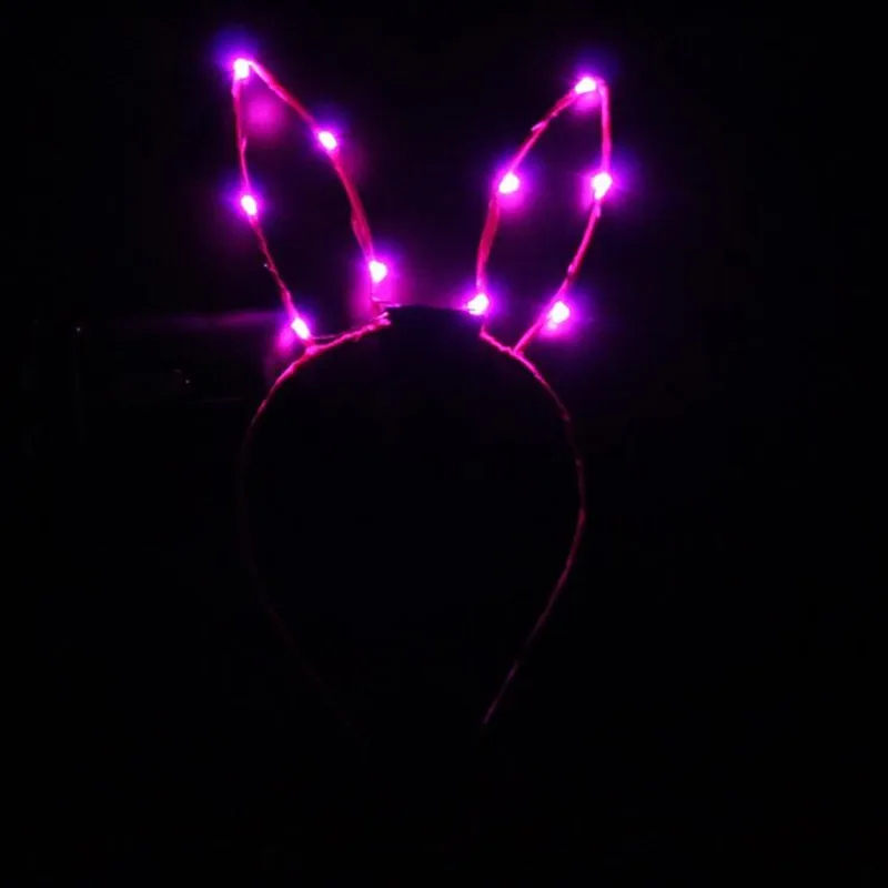 Заячьими ушками светодиодный светящийся мигающий ободок Для женщин девочек