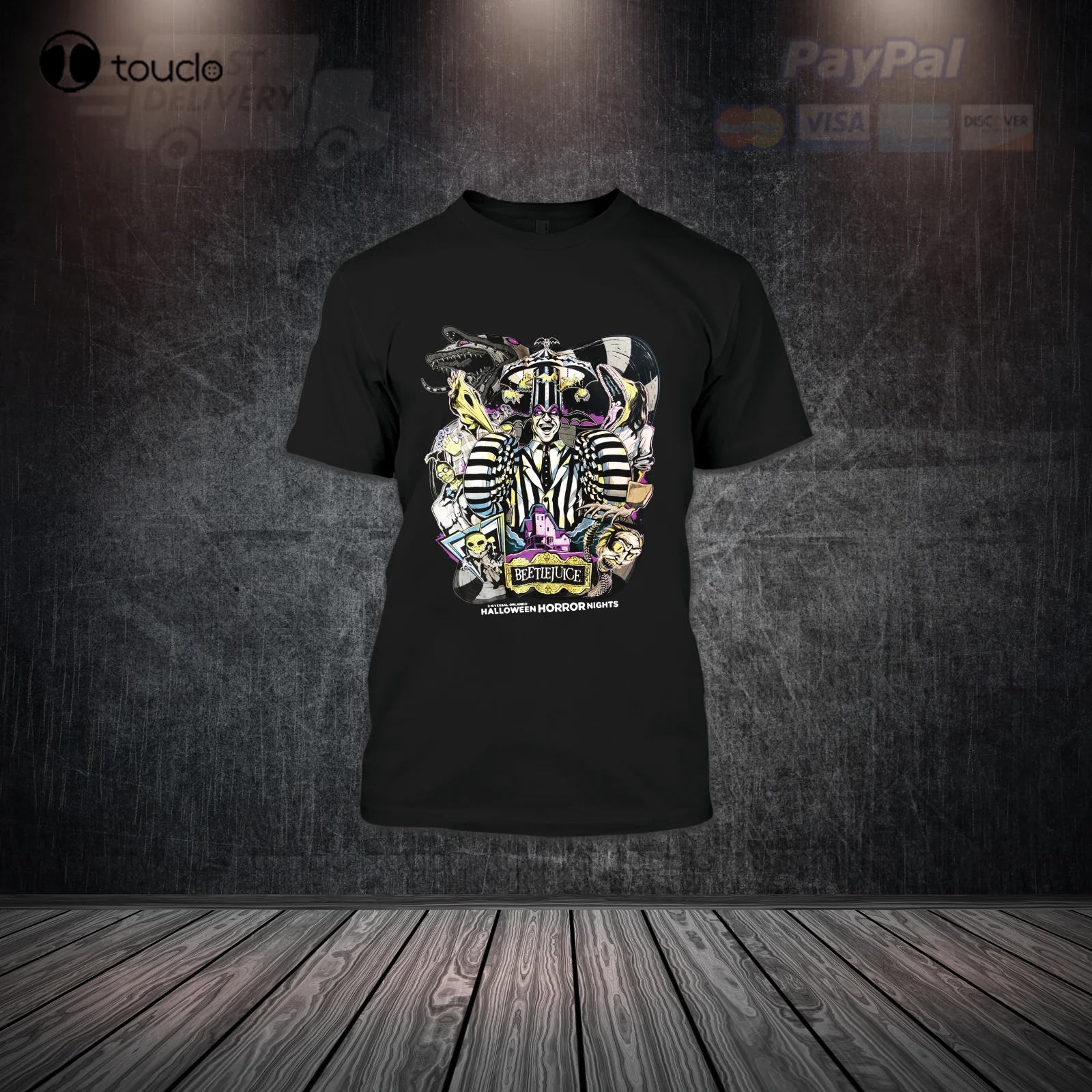

Halloween Horror Nights Beetlejuice T-Shirt Shirt Custom Aldult Teen Unisex Digital Printing Tee Shirt Fashion Funny New