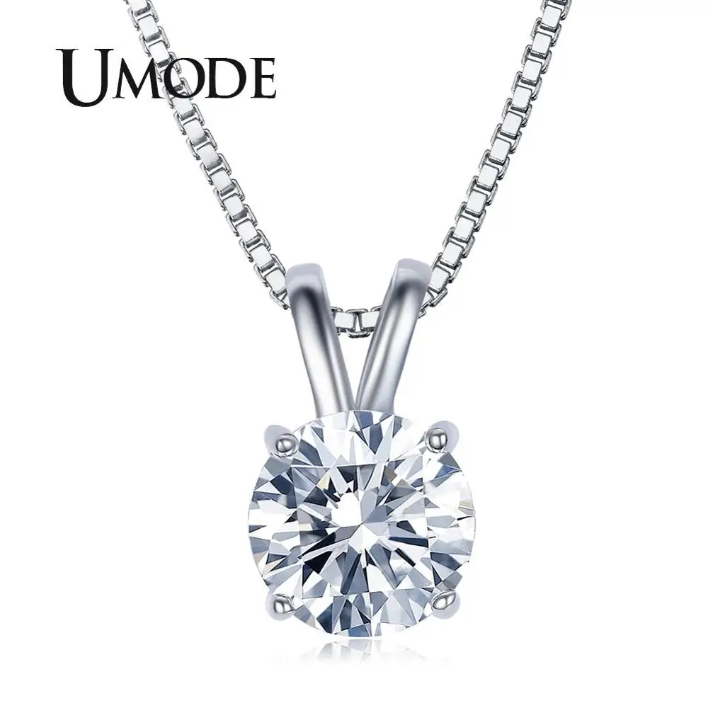 UMODE Классическое фианитовое ожерелье с солитером 2к огранки Сердца и Стрелы