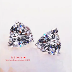 TE206 Free Shipping! 1 carat  Heart Brilliant Cut Grade sona Synthetic  Gem Stud Earring Wedding set for women