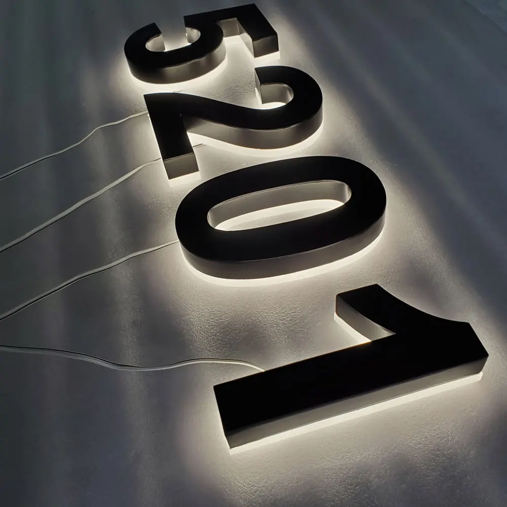 personalized stainless steel door numbers led sign letter warm light