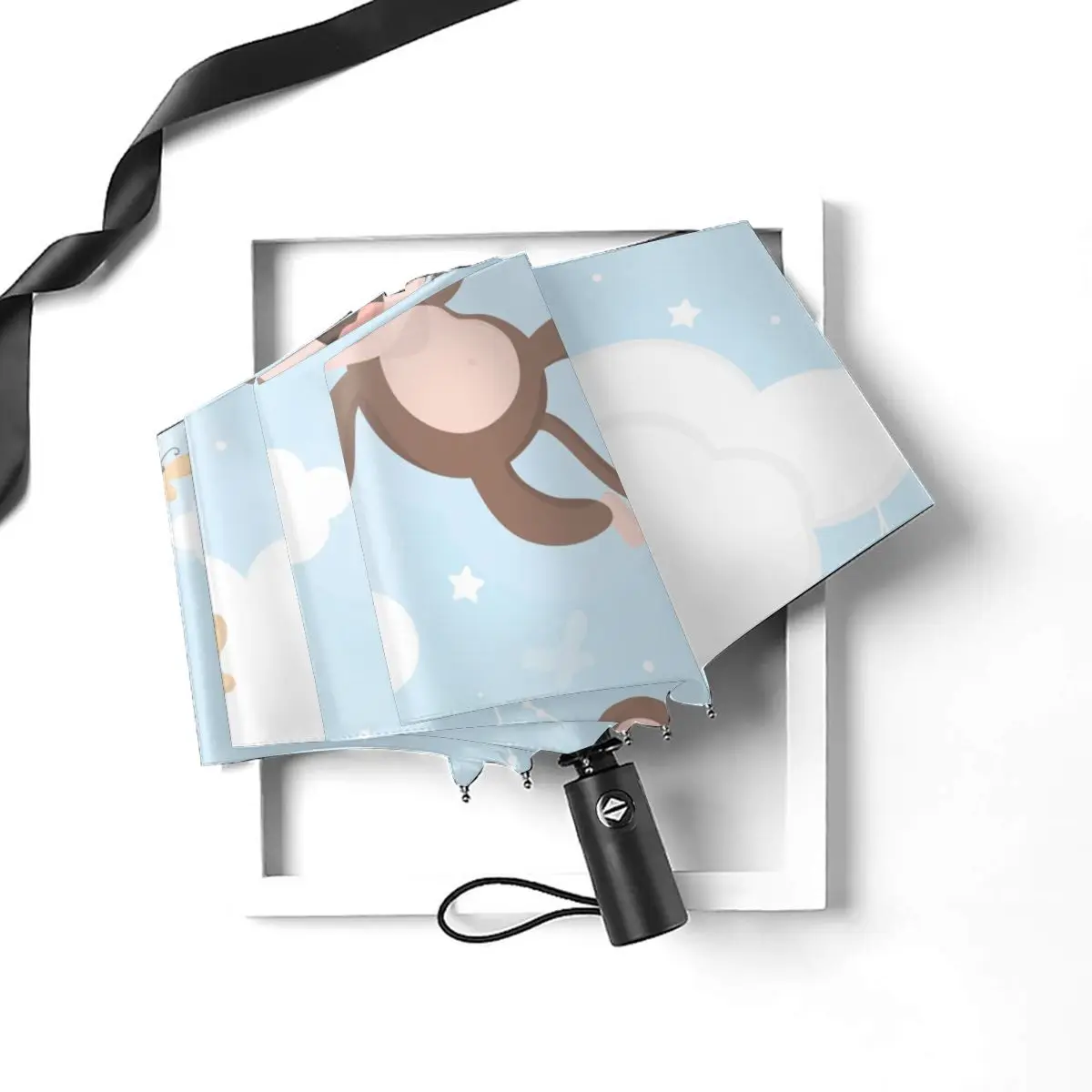 Ветроустойчивый складной автоматический зонт для женщин с милой маленькой обезьянкой на облаке, ветрозащитные зонты от дождя для мужчин, парасоль.