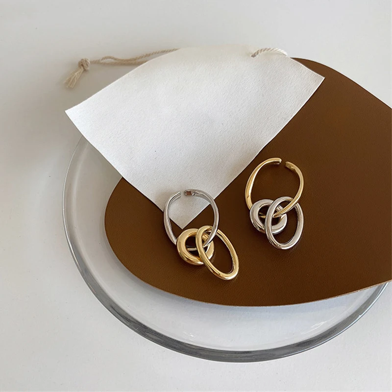 

ZN New Fashion Korean Contrasting Color Geometry Round Ear Clips Jewelry Earrings For Women Ear Bone Clip Jewelry