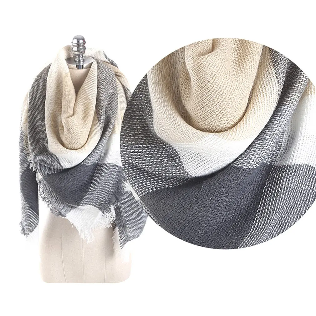 Роскошный брендовый кашемировый зимний шарф для женщин шерстяной в клетку