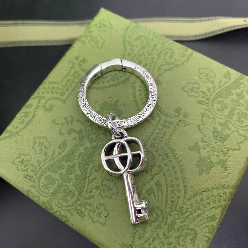

European and American brand light luxury jewelry G letter S925 sterling silver retro style keychain men and women jewelry gifts