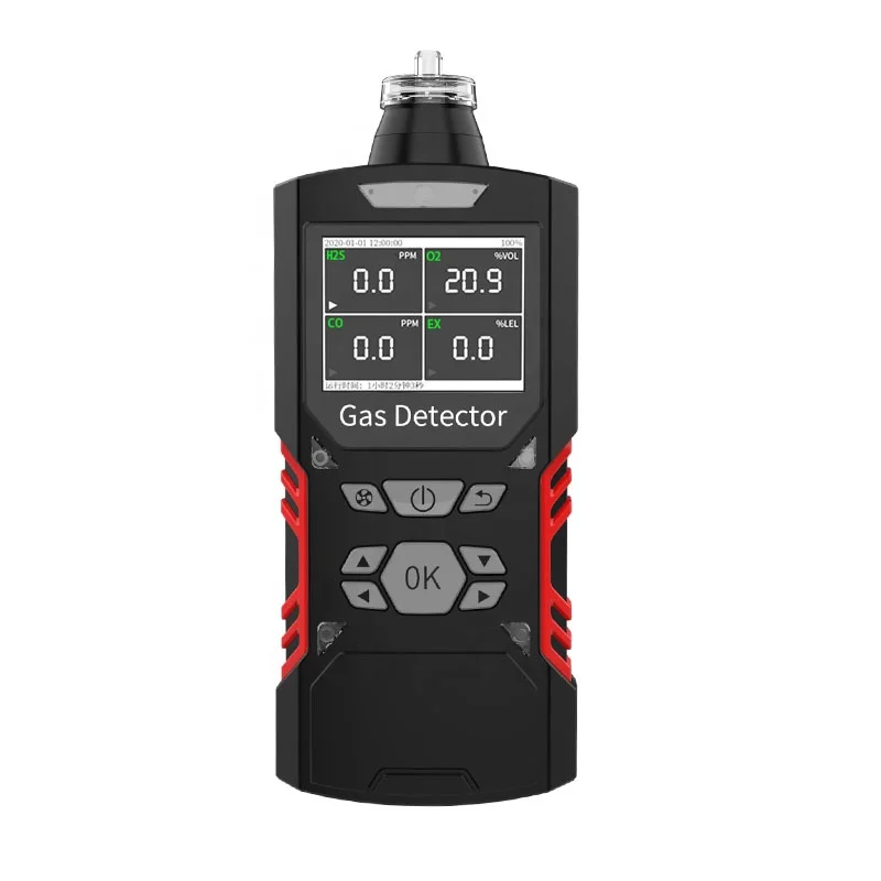 

Pulitong Portable Multi 4 Gas Detector Gas monitor Meter with Micro Clip (H2S O2 CO Ex ) for Safety | Color Display | Pump-Type