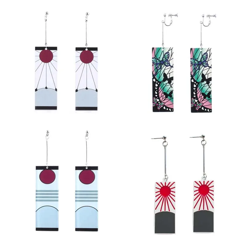 Серьги подвески в стиле аниме истребитель демонов женские аксессуары без