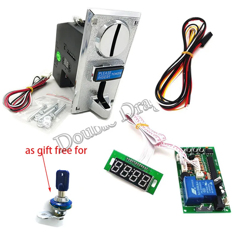 

616 Multi Coin Acceptor Token Selector Arcade Parts Kit for JY 15B Timer Board Time Control Metal Empty Cash Box Beach Shower