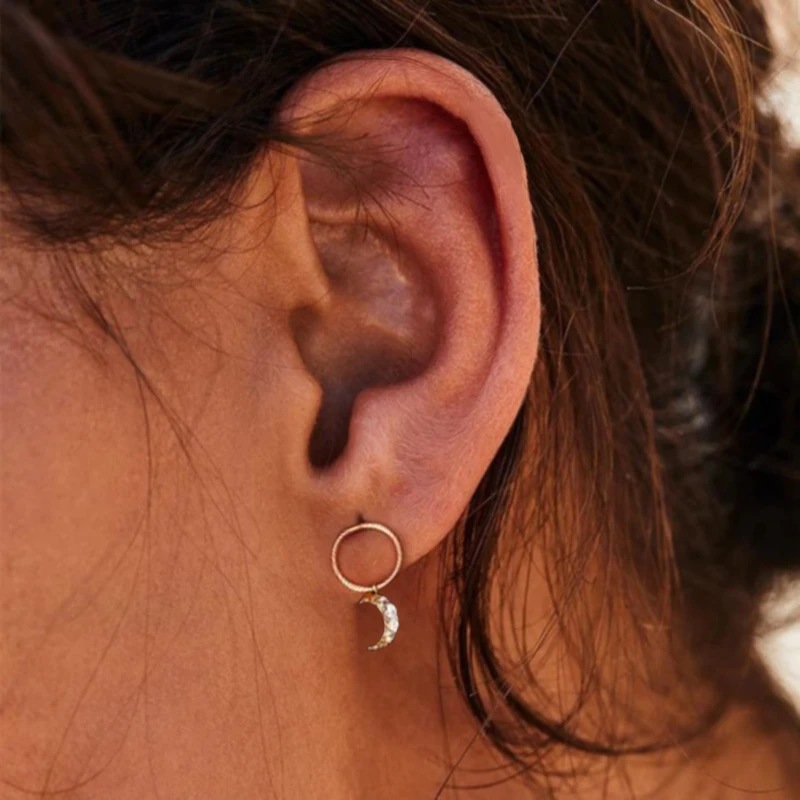 

AIDE Fashion 925 Sterling Silver Stud Earrings For Women Trendy Circle Pendientes Moon/Star Piercing Earings Jewelry brincos