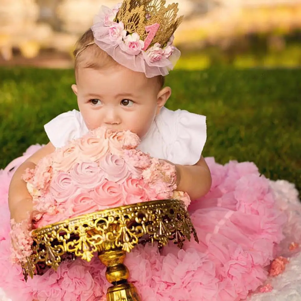 1 шт. Шапка для празднования дня рождения "Счастливый день рождения" с украшением в виде короны принцессы для детей от 1-го года.