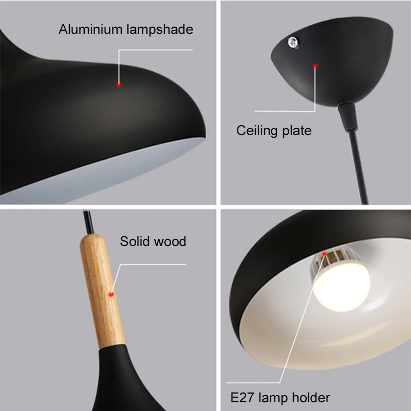 

Nordic LED Pendant Lights Modern Wood Industrial Lamp Aluminium Hanglamp For Dining Room Bedroom Living Room Light Fixtures E27