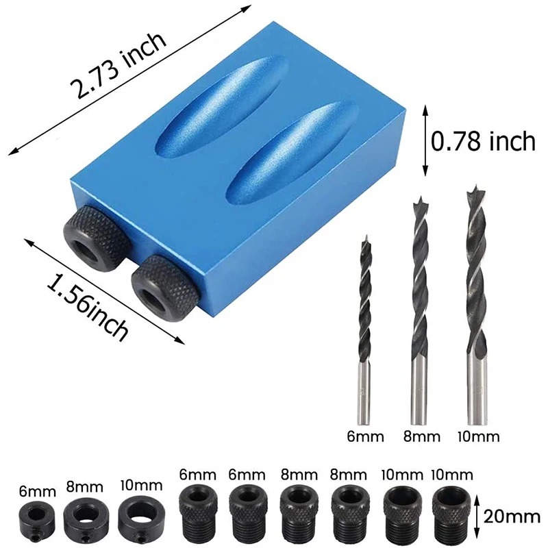Деревообрабатывающий косый локатор для отверстий сверла Карманный Набор зажима