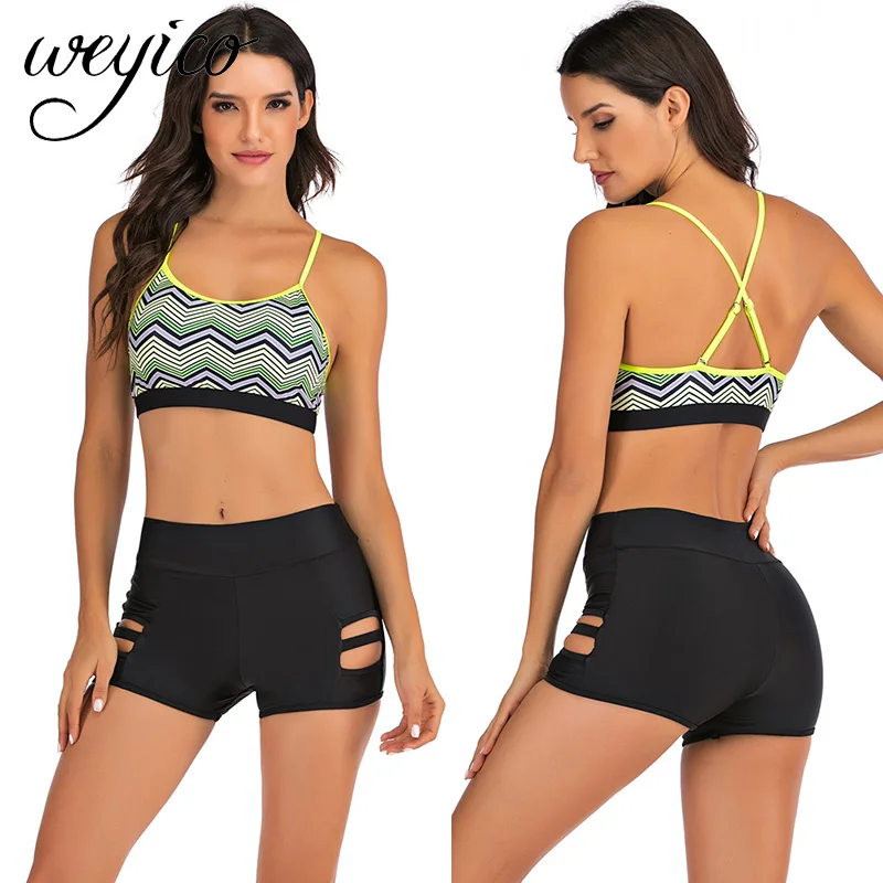 Женский купальник бикини спортивный купальный костюм пляжные боди для йоги пуш