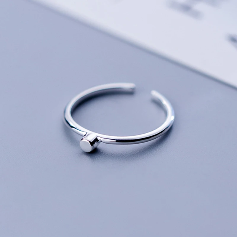 Настоящее 925 пробы Серебряное геометрическое крошечное цилиндрическое кольцо