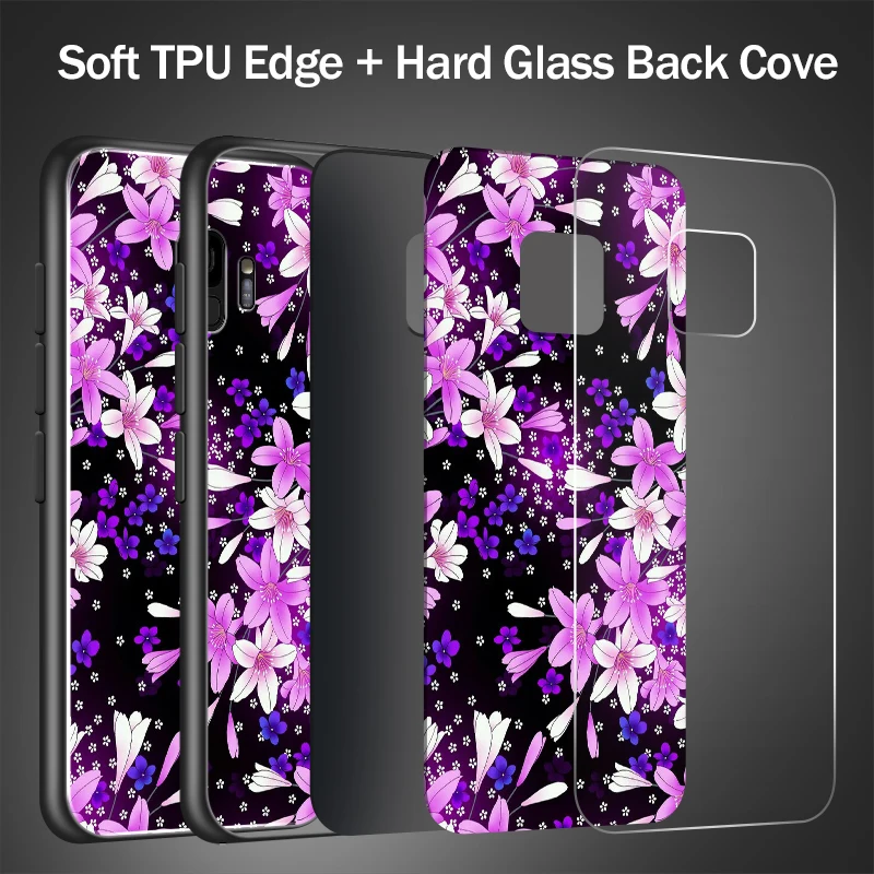 for OnePlus 3T 3 5 6T 5T 6 7 7 Pro Anti Knock Tempered Glass Cover for Samsung Galaxy S9 S8 S10 Plus Printing Fancy Phone Case