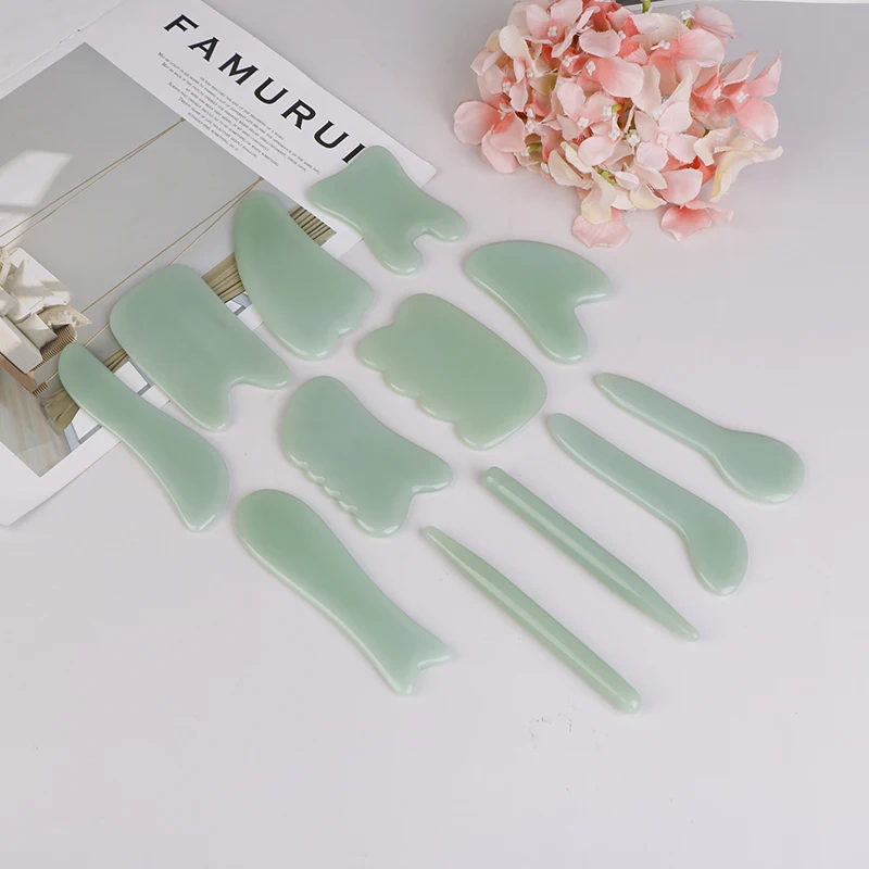 

Natural Jade Guasha Board Chinese Gua Sha Tools For Face Neck Back Body Acupuncture Pressure Therapy Natural Stone Scraper