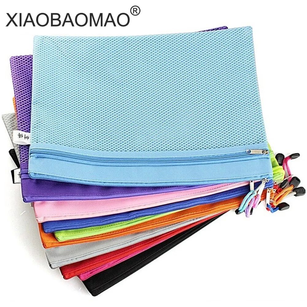 5pcs A4 B5 A5 A6 good Colorful Double Layer canvas Cloth Zipper Paper File Folder Book Pencil Pen Case Bag File Document Bags