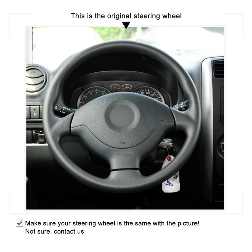 hand stitched black artificial leather anti slip car steering wheel cover for suzuki jimny 2005 2006 2007 2013 2014 free global shipping