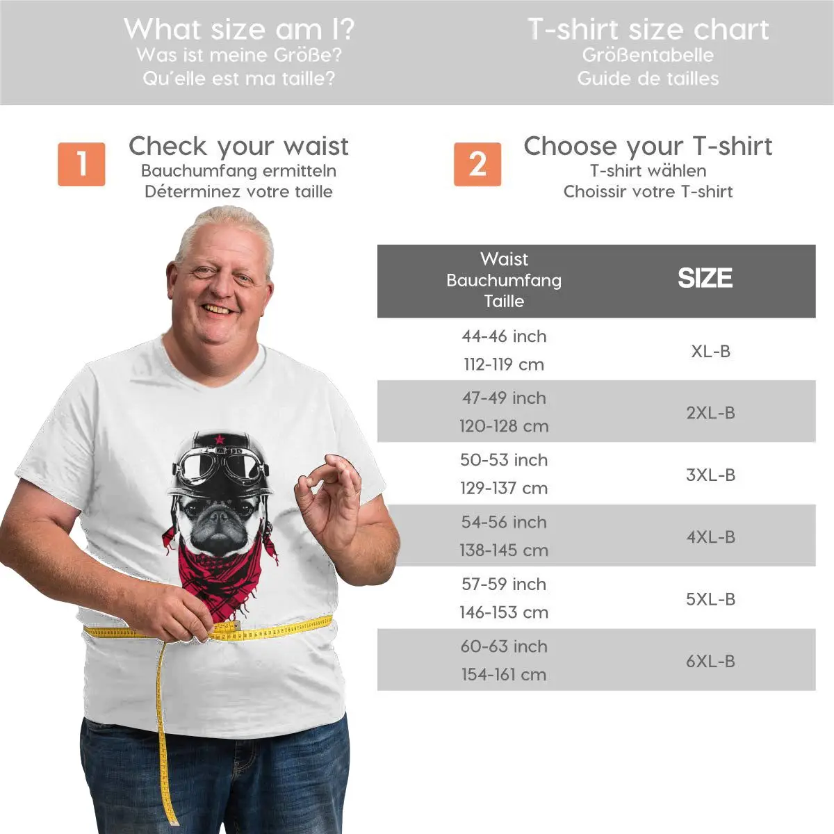 Футболка мужская с рисунком мопса 100% хлопок круглым вырезом | Мужская одежда