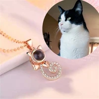 dropshipping custom photo couple necklaces footprints cat dog paw pet pendant necklace projection memory lovers jewelry top gift